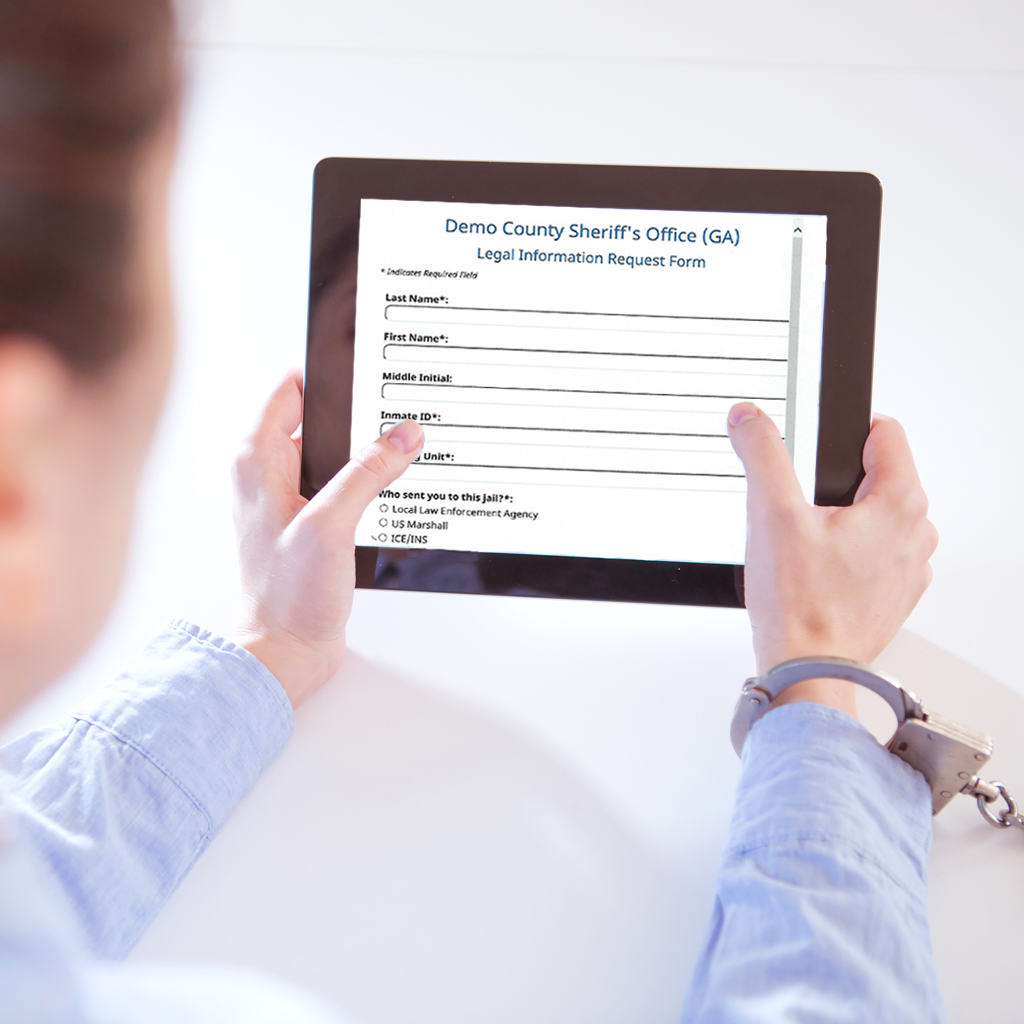 Inmate filling out LRA digital request form